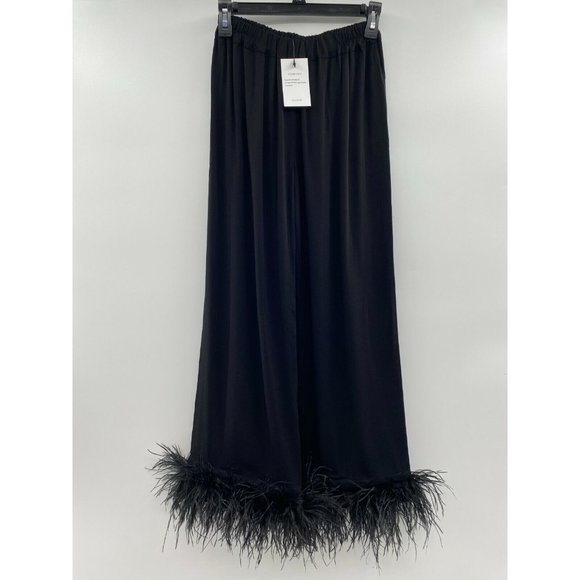 Sleeper Women’s Pajama Party Set Ostrich Feathers Black Double Feather Trim sz L - Picture 6 of 6